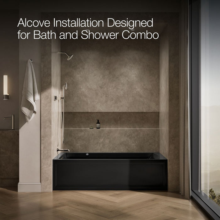 KOHLER K-1124-LAW Archer 72" x 36" alcove whirlpool bath with Bask heated surface, left drain