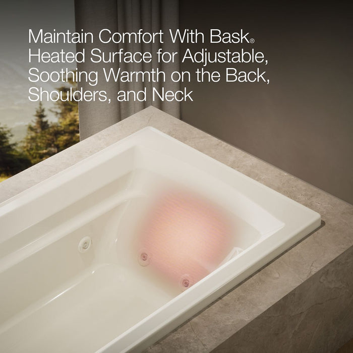 KOHLER K-1124-W1 Archer 72" x 36" drop-in whirlpool bath with Bask heated surface
