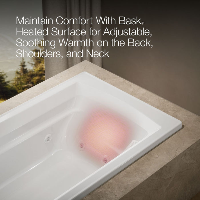 KOHLER K-1124-W1 Archer 72" x 36" drop-in whirlpool bath with Bask heated surface
