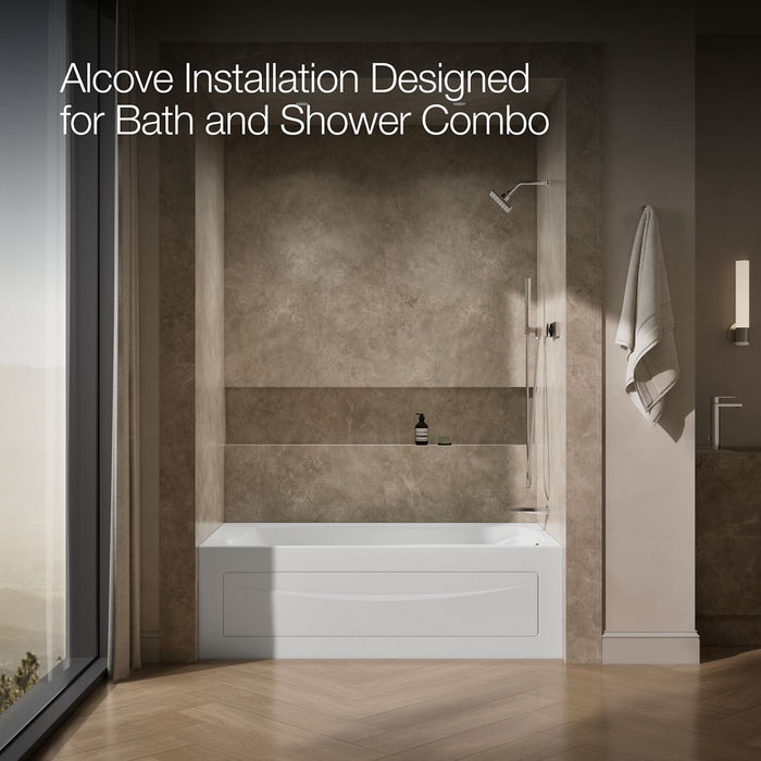 KOHLER K-1224-GHRA Mariposa 66" x 36" alcove Heated BubbleMassage air bath, right drain, white - view 2