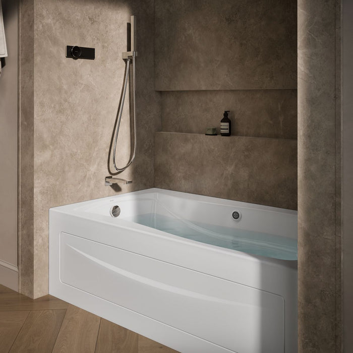 KOHLER K-1224-LAW Mariposa 66" x 36" alcove whirlpool bath with Bask heated surface, left drain