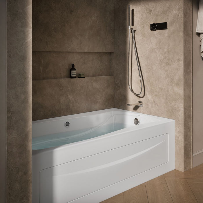 KOHLER K-1224-RAW Mariposa 66" x 36" alcove whirlpool bath with Bask heated surface, right drain