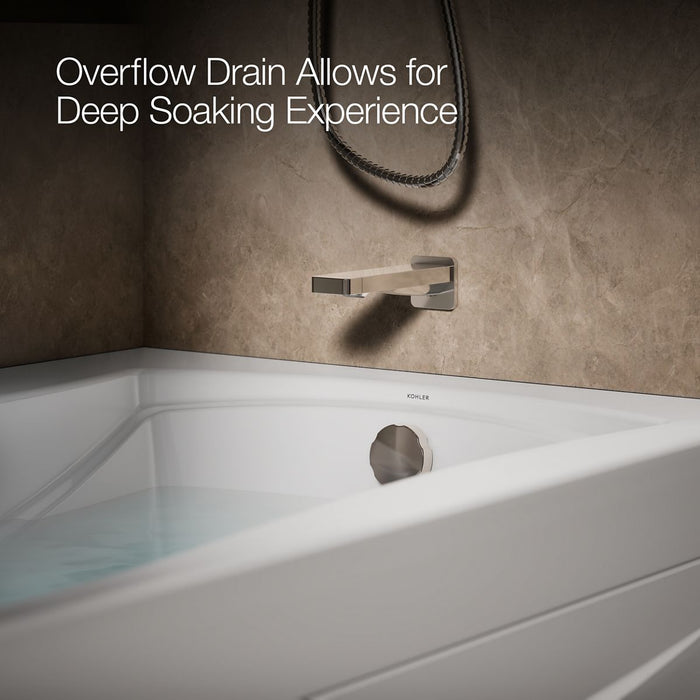 KOHLER K-1224-RAW Mariposa 66" x 36" alcove whirlpool bath with Bask heated surface, right drain