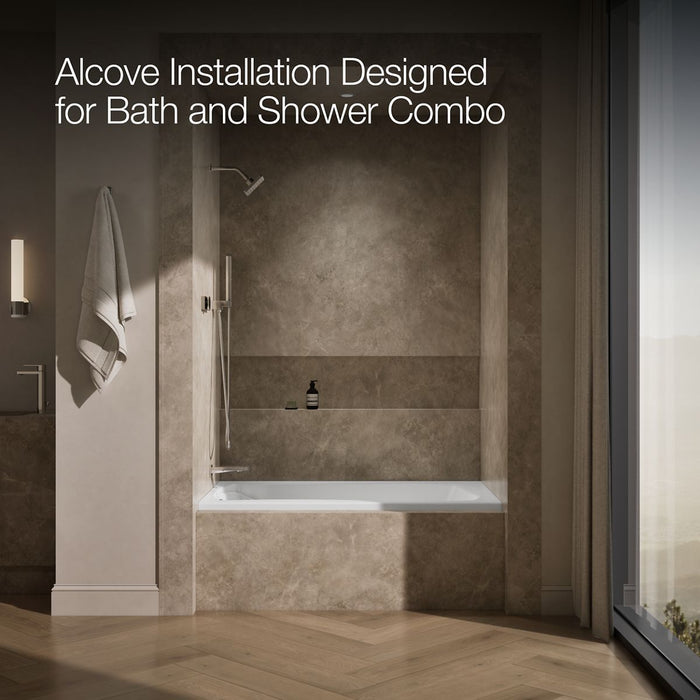 KOHLER K-1239-GHLF Mariposa 60" x 36" alcove Heated BubbleMassage air bath, left drain