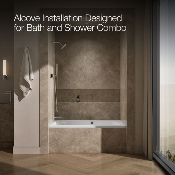 KOHLER K-1239-GHLW Mariposa 60" x 36" alcove Heated BubbleMassage air bath with Bask heated surface, left drain