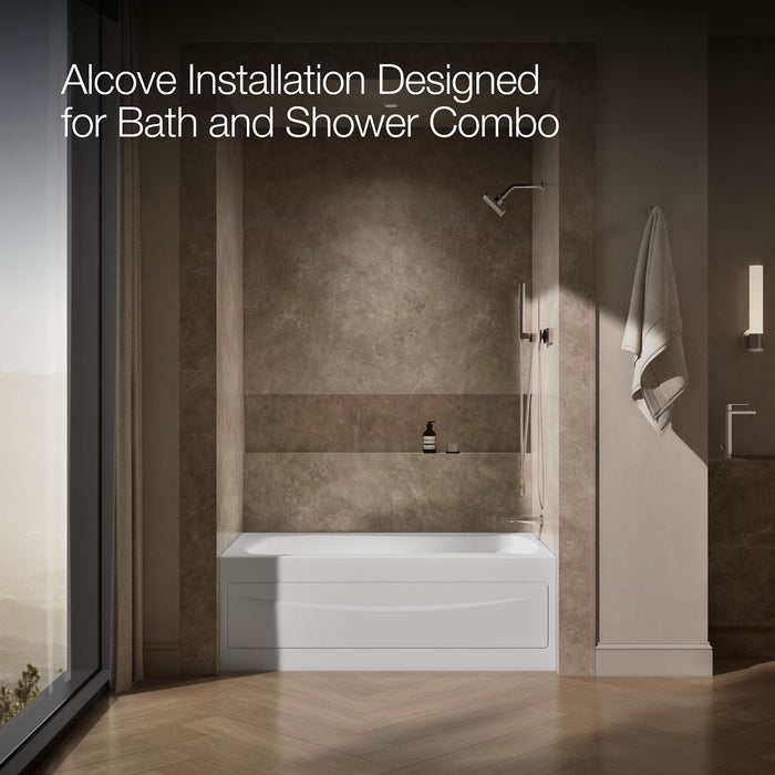 KOHLER K-1239-GHRA Mariposa 60" x 36" alcove Heated BubbleMassage air bath, right drain