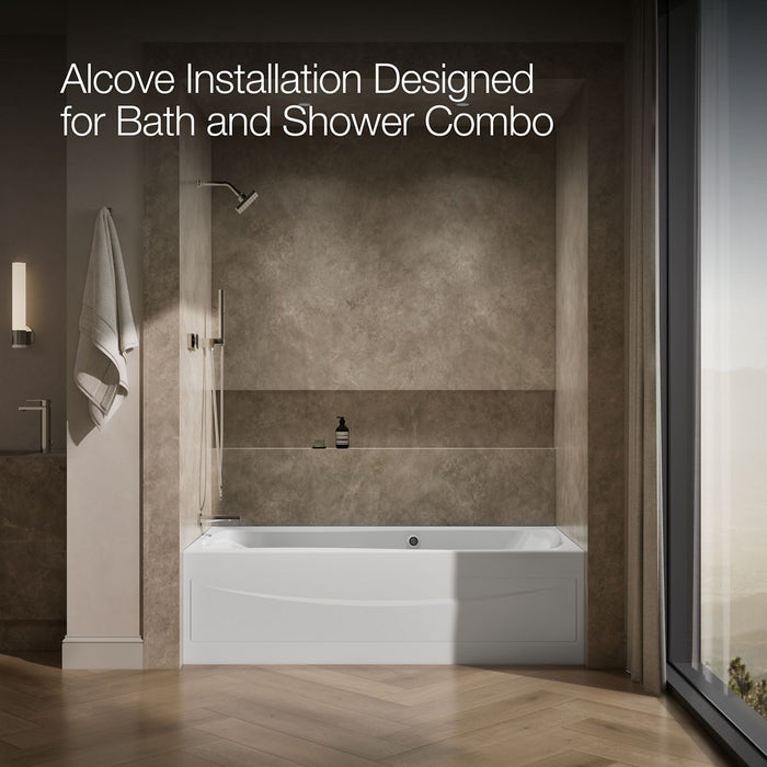 KOHLER K-1257-GHLAW Mariposa 72" x 36" alcove Heated BubbleMassage air bath with Bask heated surface, left drain