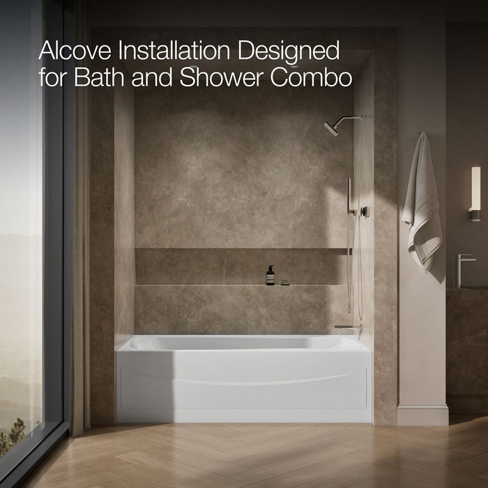 KOHLER K-1257-GHRA Mariposa 72" x 36" alcove Heated BubbleMassage air bath, right drain