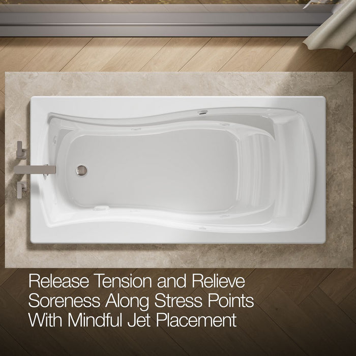 KOHLER K-1257-W1 Mariposa 72" x 36" drop-in whirlpool bath with Bask heated surface