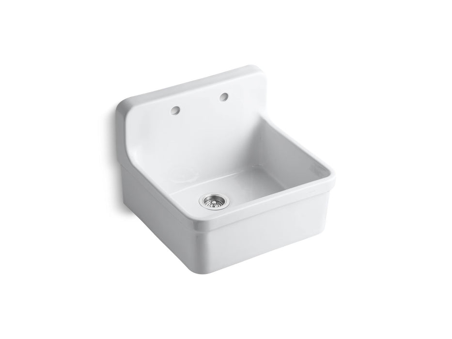 KOHLER K-12701 Gilford 24" x 22" x 17-1/2" wall-mount/top-mount single-bowl kitchen sink in White