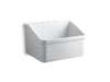 KOHLER K-12794-0 K-12794 Hollister 28" x 22" Bracket-mount Utility Sink with 8" Widespread Faucet Holes, white
