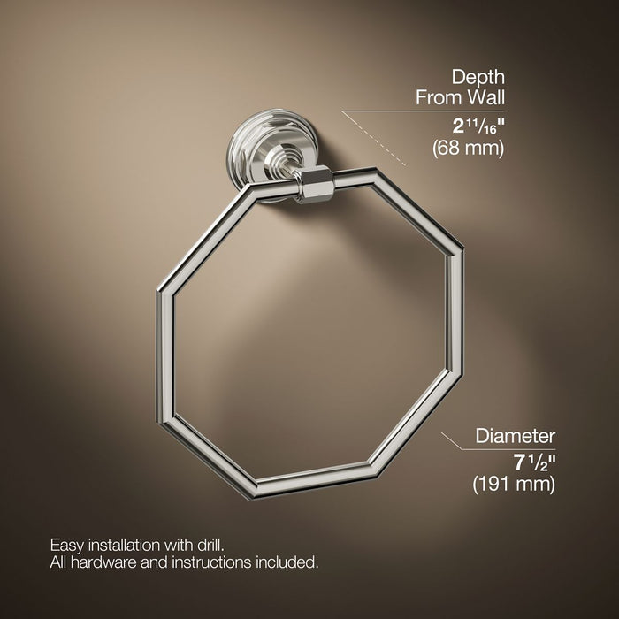 KOHLER K-13112 Pinstripe Towel ring