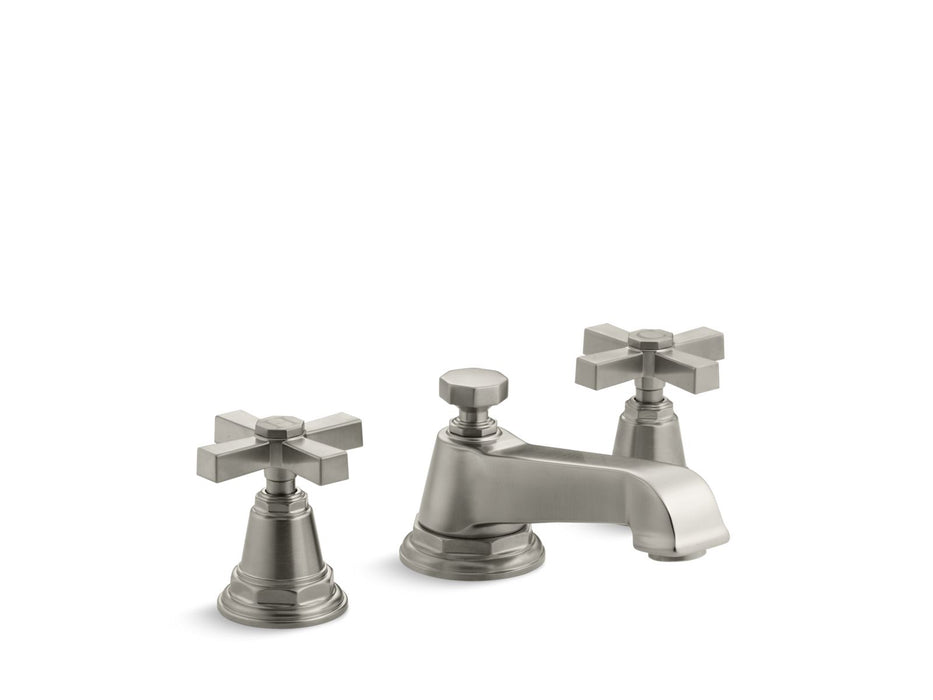 KOHLER K-13132-3A Pinstripe Widespread bathroom sink faucet with Cross handles, 1.2 gpm
