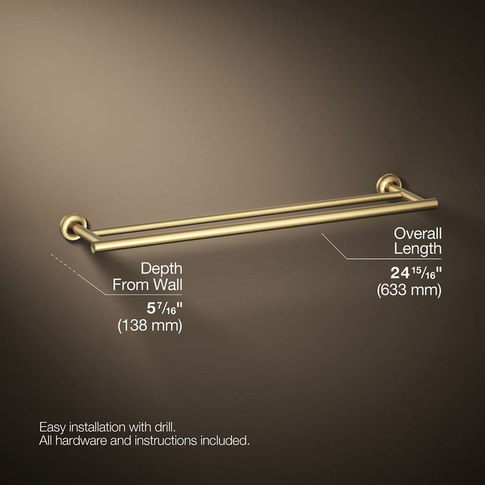 KOHLER K-14375 Purist 24" Double towel bar