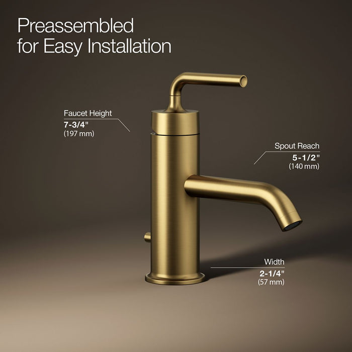 KOHLER K-14402-4A Purist Single-handle bathroom sink faucet with Straight Lever handle, 1.2 gpm