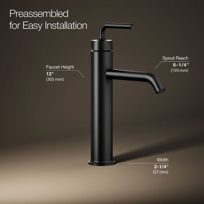 KOHLER K-14404-4A Purist Tall single-handle bathroom sink faucet with Lever handle, 1.2 gpm