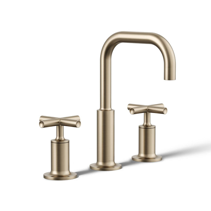 KOHLER K-14406-3 Purist Widespread bathroom sink faucet with Cross handles, 1.2 gpm
