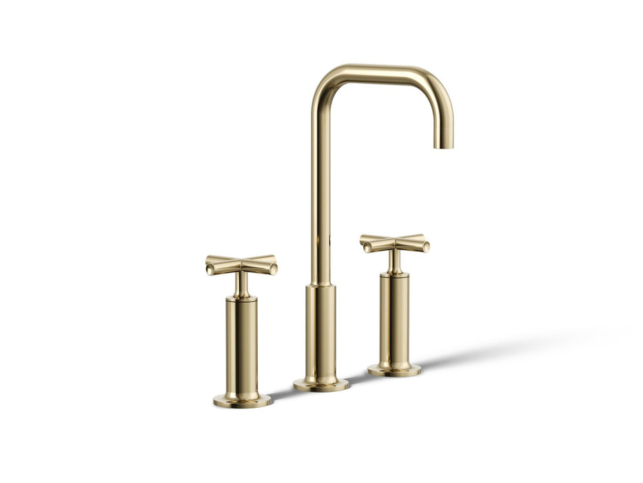 KOHLER K-14408-3 Purist Widespread bathroom sink faucet with Cross handles, 1.2 gpm