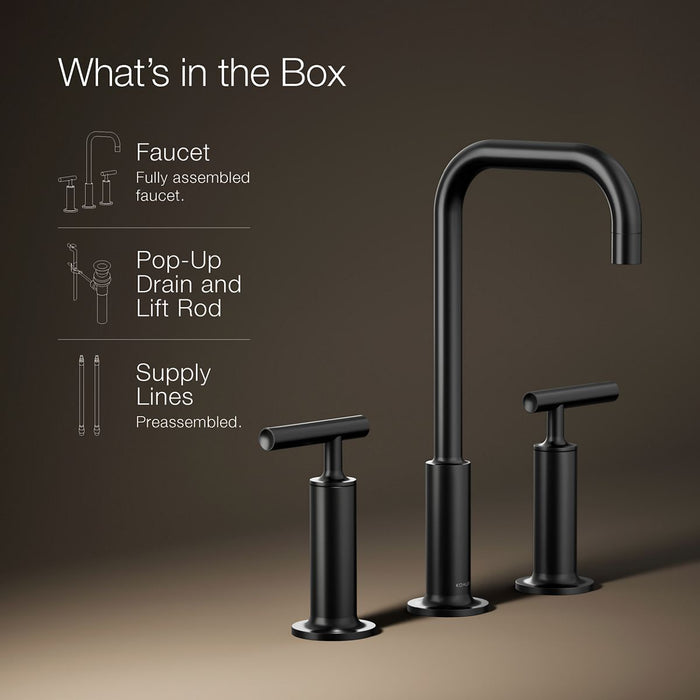 KOHLER K-14408-4 Purist Widespread bathroom sink faucet with Lever handles, 1.2 gpm