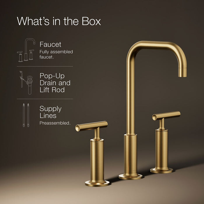 KOHLER K-14408-4 Purist Widespread bathroom sink faucet with Lever handles, 1.2 gpm