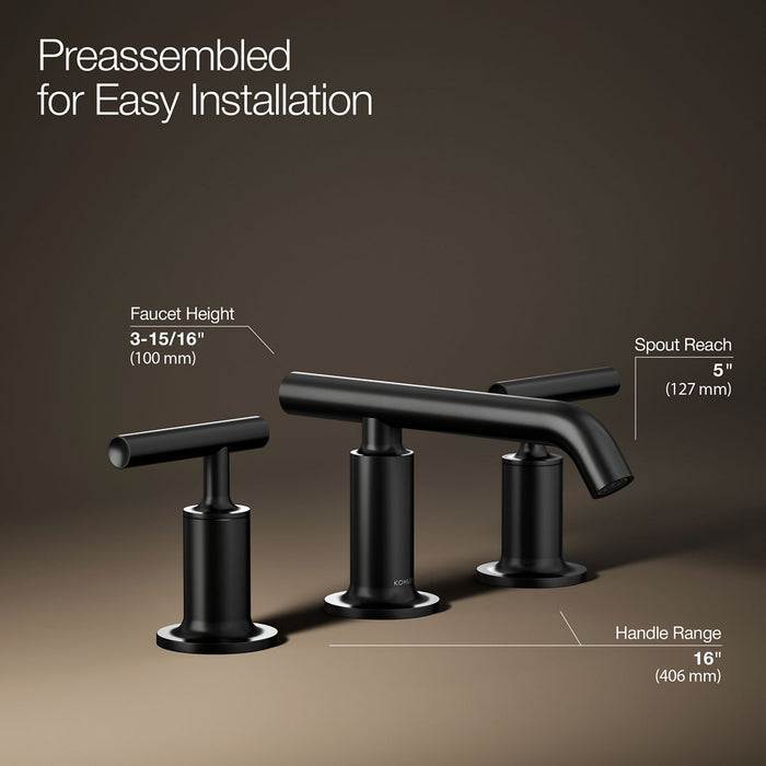 KOHLER K-14410-4 Purist Widespread bathroom sink faucet with Lever handles, 1.2 gpm
