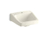 KOHLER K-1722 Chesapeake 19-1/4" x 17-1/4" wall-mount/concealed arm carrier bathroom sink with single faucet hole, biscuit