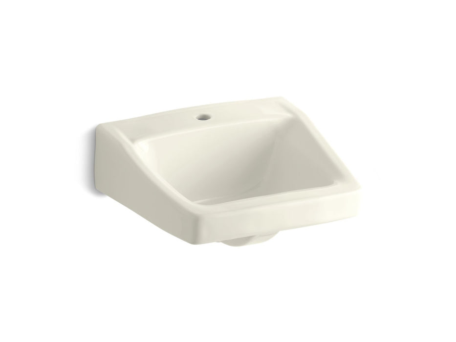 KOHLER K-1722 Chesapeake 19-1/4" x 17-1/4" wall-mount/concealed arm carrier bathroom sink with single faucet hole, biscuit