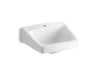 KOHLER K-1722 Chesapeake 19-1/4" x 17-1/4" wall-mount/concealed arm carrier bathroom sink with single faucet hole, white