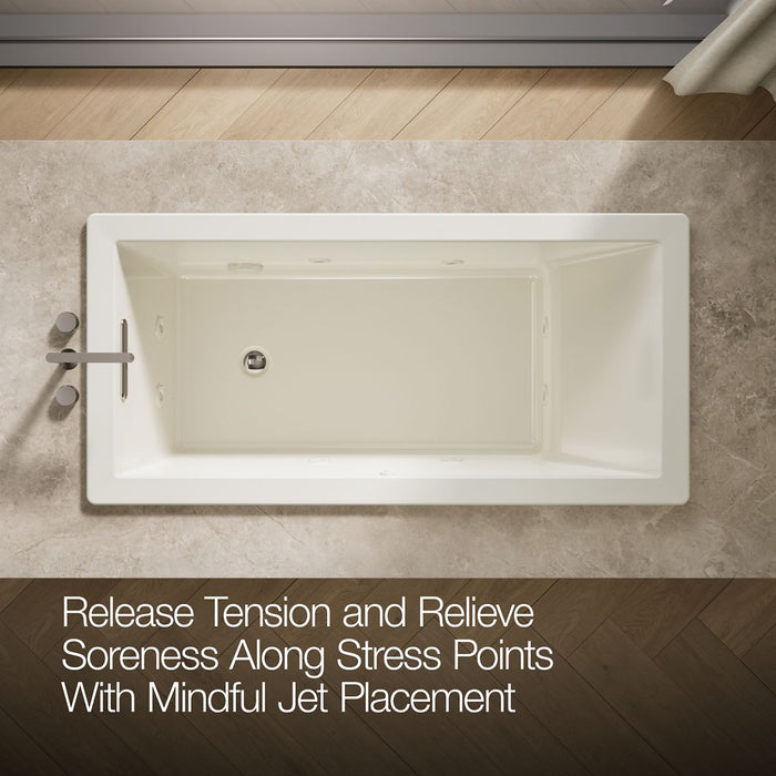 KOHLER K-1822-JH Underscore 66" x 32" drop-in heated whirlpool bath