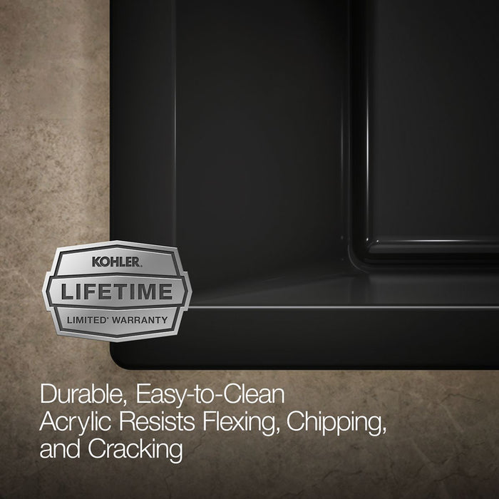KOHLER K-1835-GHW Underscore 72" x 36" drop-in Heated BubbleMassage air bath with Bask heated surface