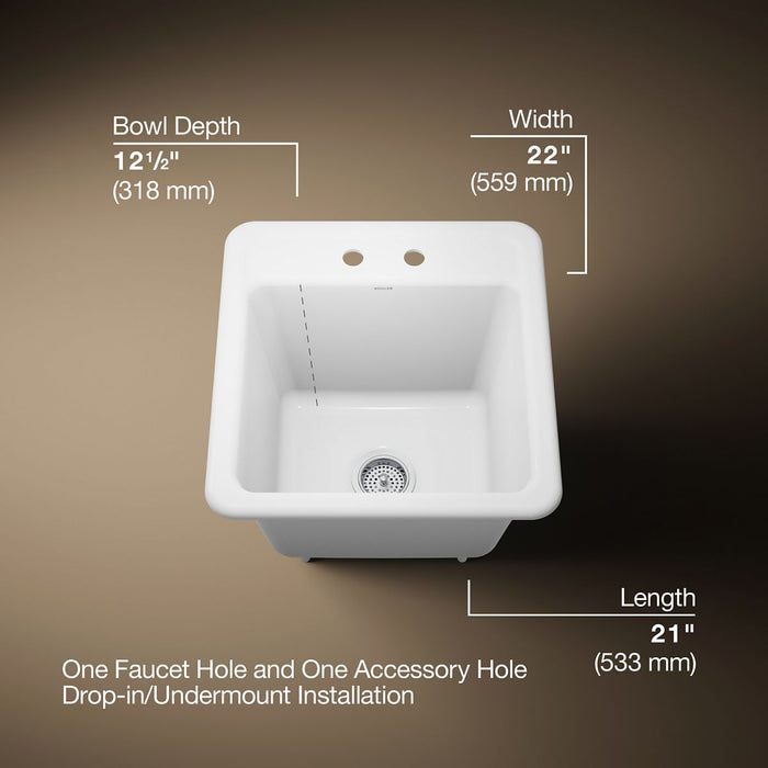 KOHLER K-19022-2 Park Falls 21" top-/undermount single-bowl utility sink