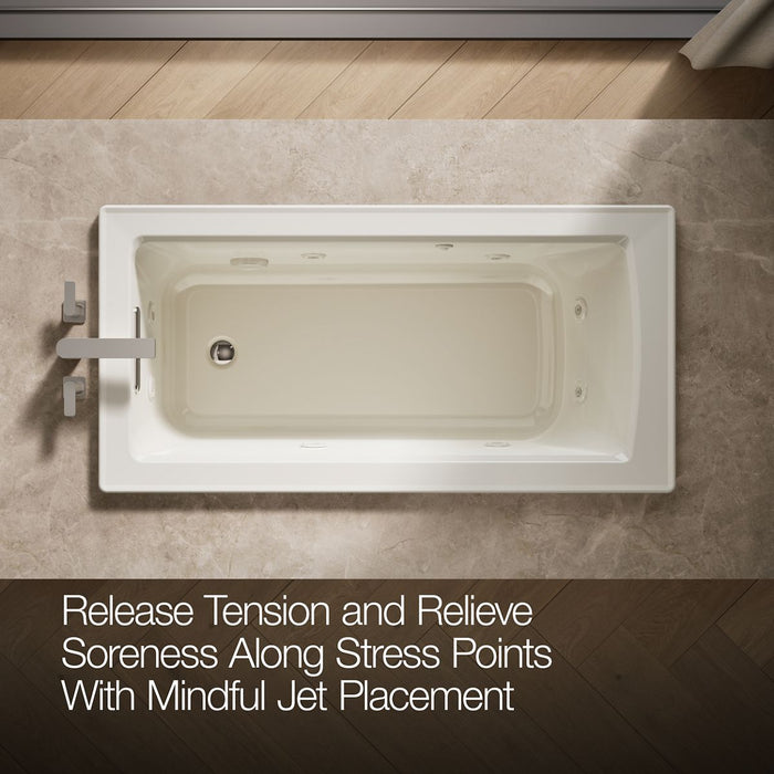 KOHLER K-1947 Archer 60" x 30" drop-in whirlpool bath, biscuit - view 5