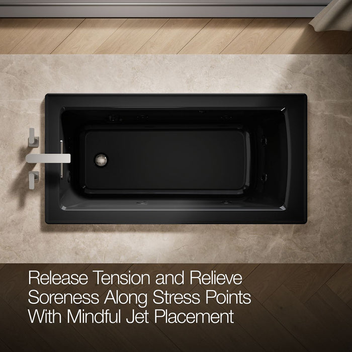 KOHLER K-1947 Archer 60" x 30" drop-in whirlpool bath, black black - view 4