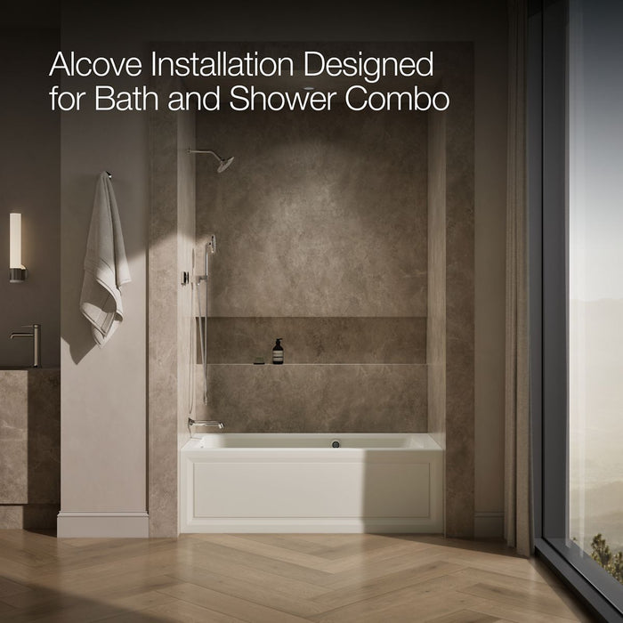 KOHLER K-1947-GHLAW Archer 60" x 30" integral apron Heated BubbleMassage air bath with Bask heated surface and left-hand drain