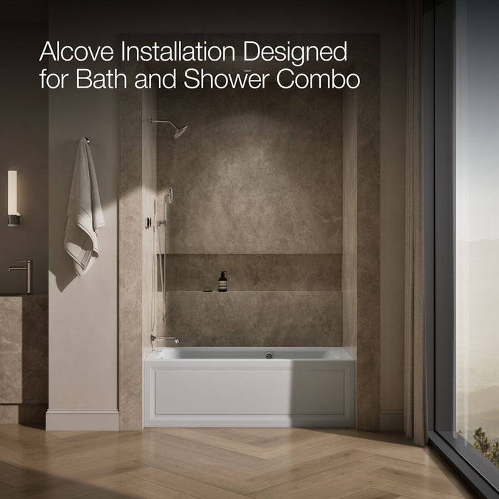 KOHLER K-1947-GHLAW Archer 60" x 30" integral apron Heated BubbleMassage air bath with Bask heated surface and left-hand drain