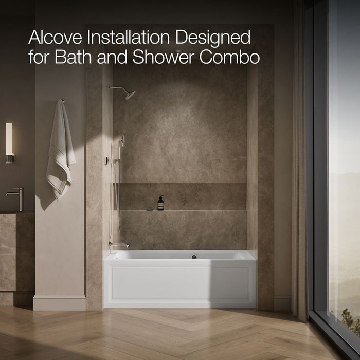 KOHLER K-1947-GHLAW Archer 60" x 30" integral apron Heated BubbleMassage air bath with Bask heated surface and left-hand drain