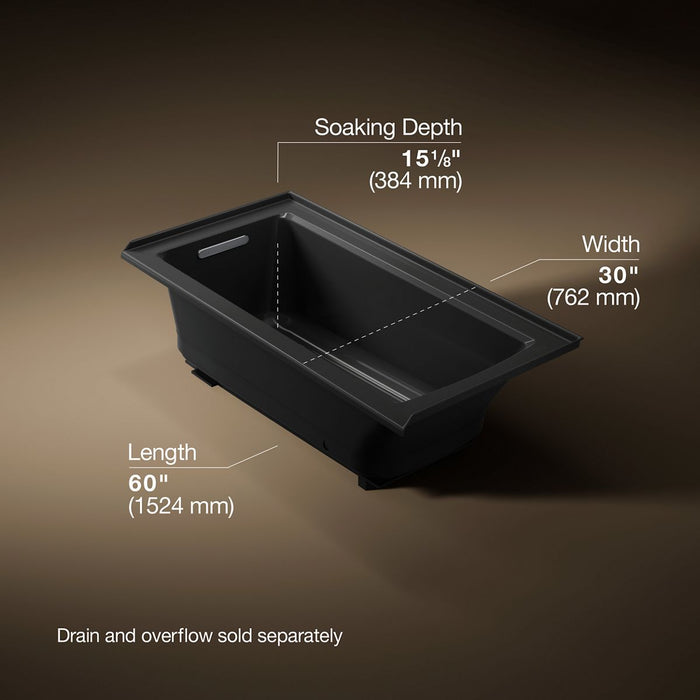 KOHLER K-1947-GHLF Archer 60" x 30" alcove Heated BubbleMassage air bath, left drain