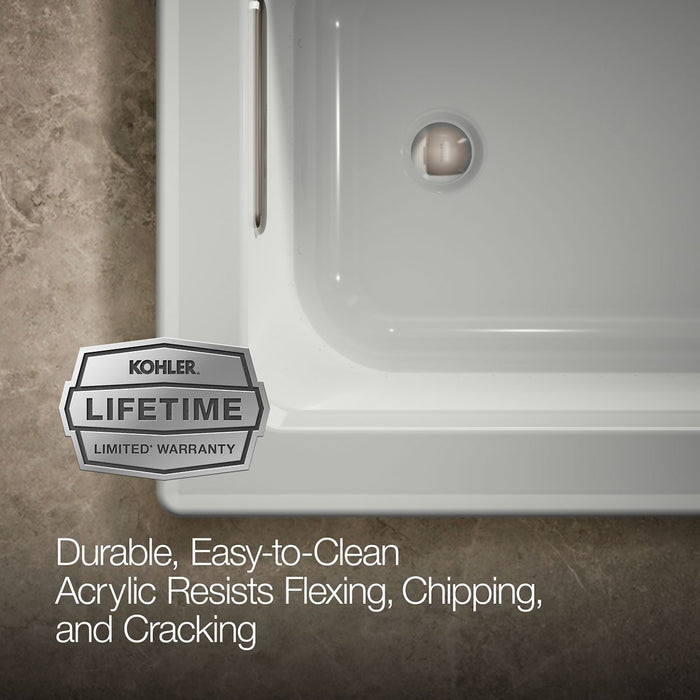 KOHLER K-1947-GHW Archer 60" x 30" drop-in Heated BubbleMassage air bath with Bask heated surface