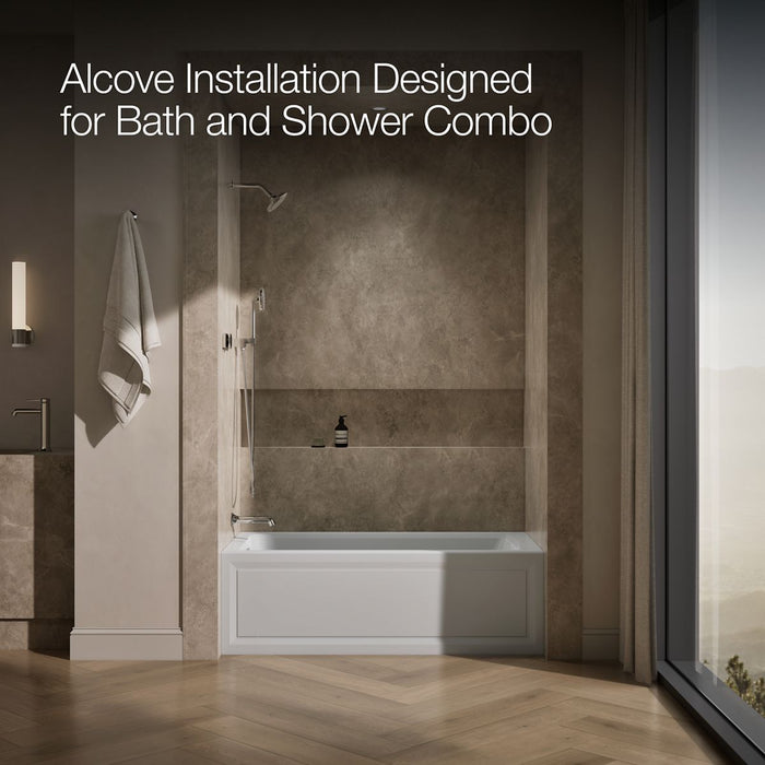 KOHLER K-1947-HLA Archer 60" x 30" alcove heated whirlpool bath, left drain