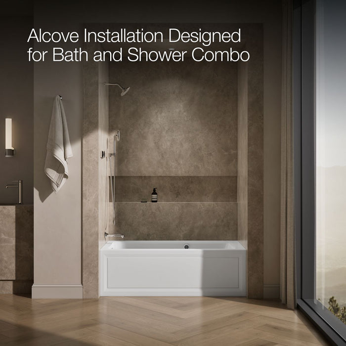 KOHLER K-1947-LAW Archer 60" x 30" alcove whirlpool bath with Bask heated surface, left drain