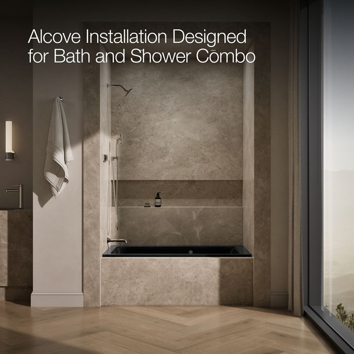 KOHLER K-1947-LW Archer 60" x 30" alcove whirlpool bath with Bask heated surface, left drain