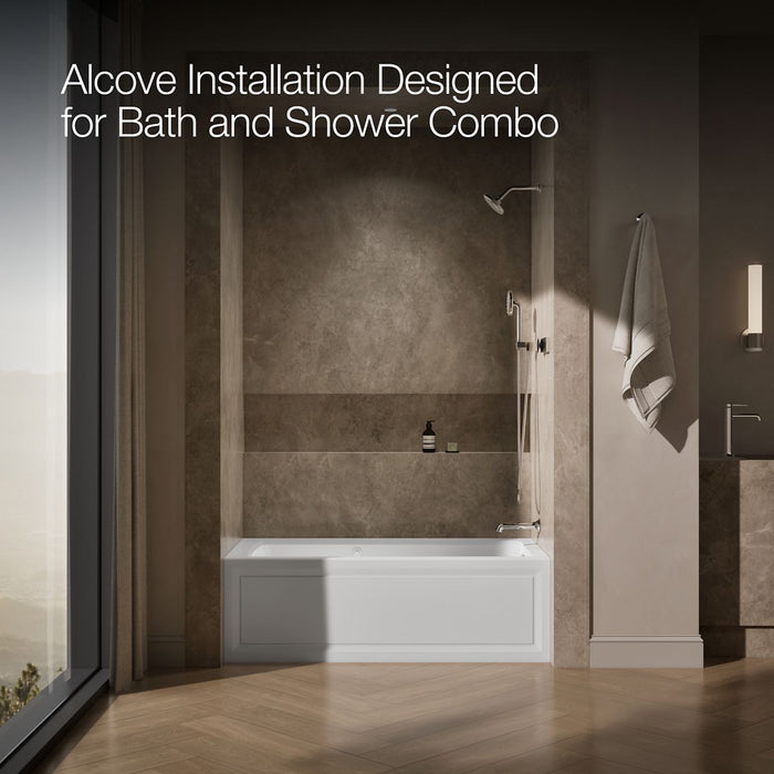 KOHLER K-1947-RAW Archer 60" x 30" alcove whirlpool bath with Bask heated surface, right drain