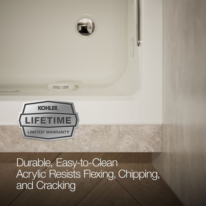 KOHLER K-1947-RW Archer 60" x 30" alcove whirlpool bath with Bask heated surface, right drain