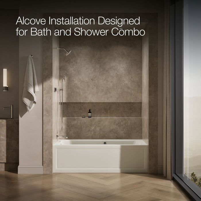 KOHLER K-1949-GHLAW Archer 66" x 32" alcove Heated BubbleMassage air bath with Bask heated surface, left drain