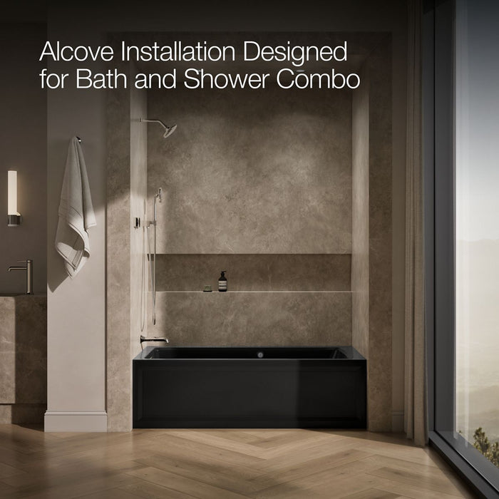 KOHLER K-1949-GHLAW Archer 66" x 32" alcove Heated BubbleMassage air bath with Bask heated surface, left drain