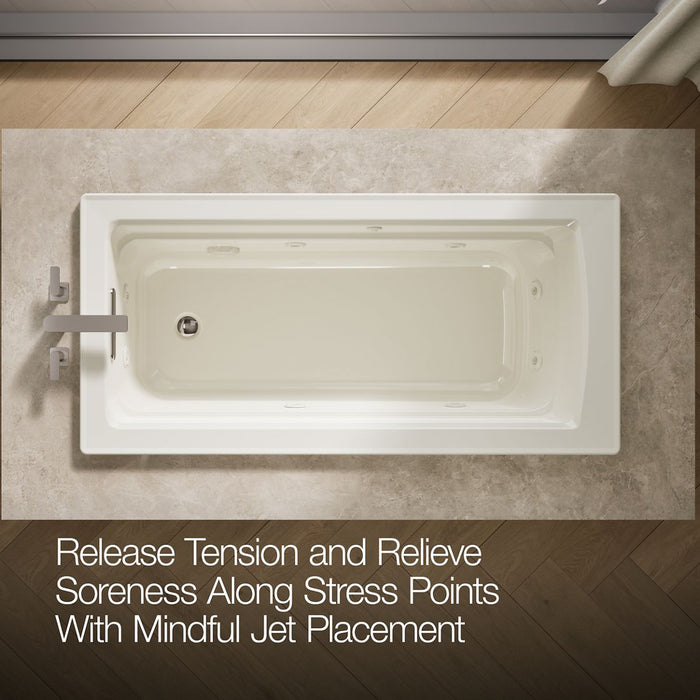 KOHLER K-1949-H Archer 66" x 32" drop-in heated whirlpool bath