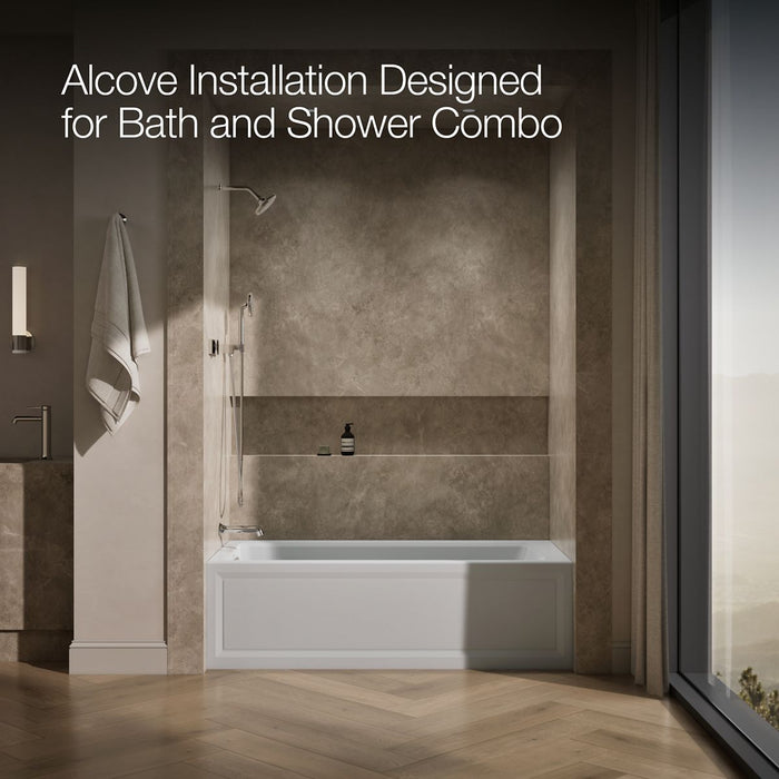 KOHLER K-1949-LA Archer 66" x 32" integral apron whirlpool with integral flange and left-hand drain