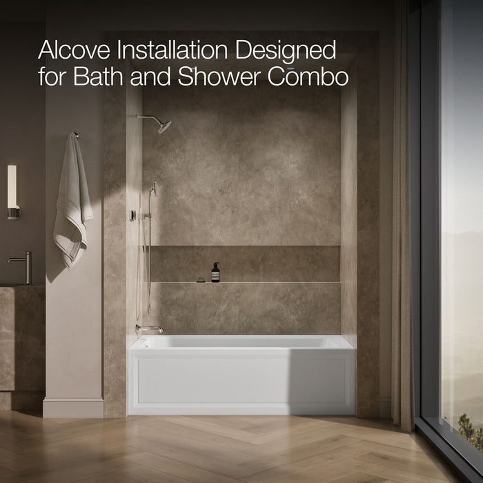 KOHLER K-1949-LA Archer 66" x 32" integral apron whirlpool with integral flange and left-hand drain