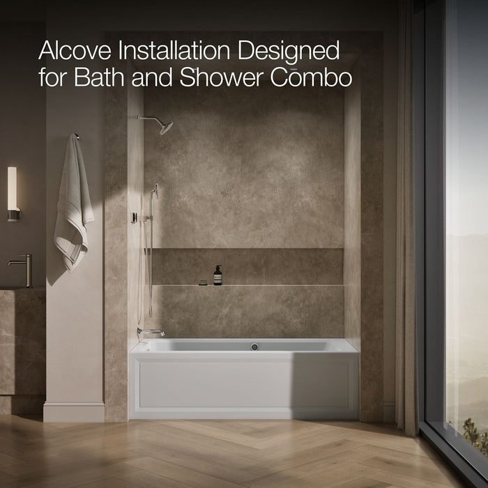 KOHLER K-1949-LAW Archer 66" x 32" alcove whirlpool bath with Bask heated surface, left drain