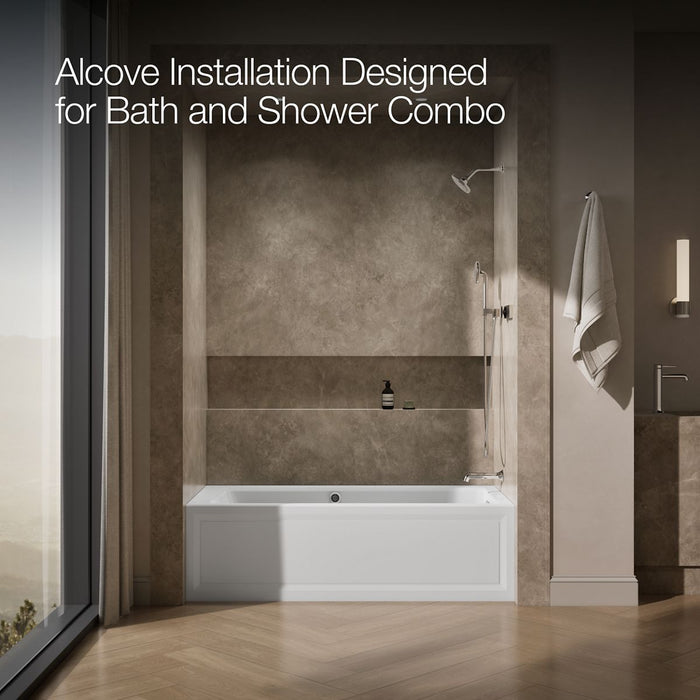 KOHLER K-1949-RAW Archer 66" x 32" alcove whirlpool bath with Bask heated surface, right drain